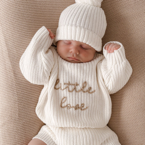 Mini Knit 'Little Love' Sweater - Milk