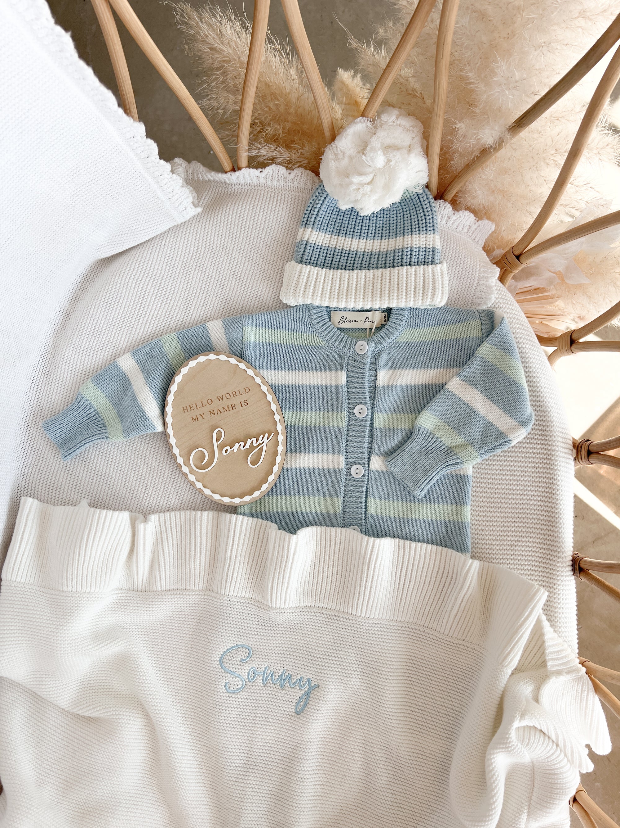 Heirloom Poppy Frill Knit Blanket - Milk