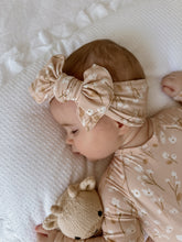 Load image into Gallery viewer, Long Sleeve Bamboo Growsuit &amp; Topknot Bundle - Blushing Blooms - PRE ORDER Est. dispatch date Early May