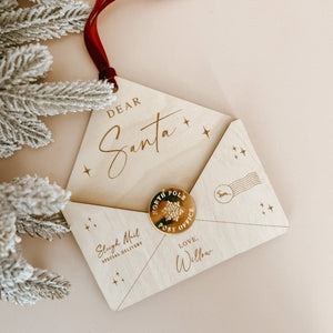 'Letter To Santa' Wooden Envelope Ornament - Personalisation Available