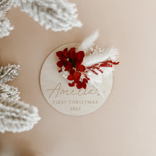 Load image into Gallery viewer, Dried Floral &#39;First Christmas 2023&#39; Personalised Wooden Plaque