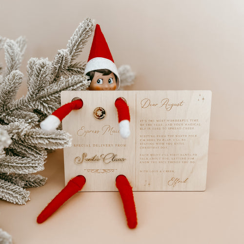 Wooden Elf Arrival Postcard - Personalisation Available