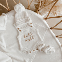 Load image into Gallery viewer, &#39;Hello World&#39; Singlet Mini Knit Romper - Milk