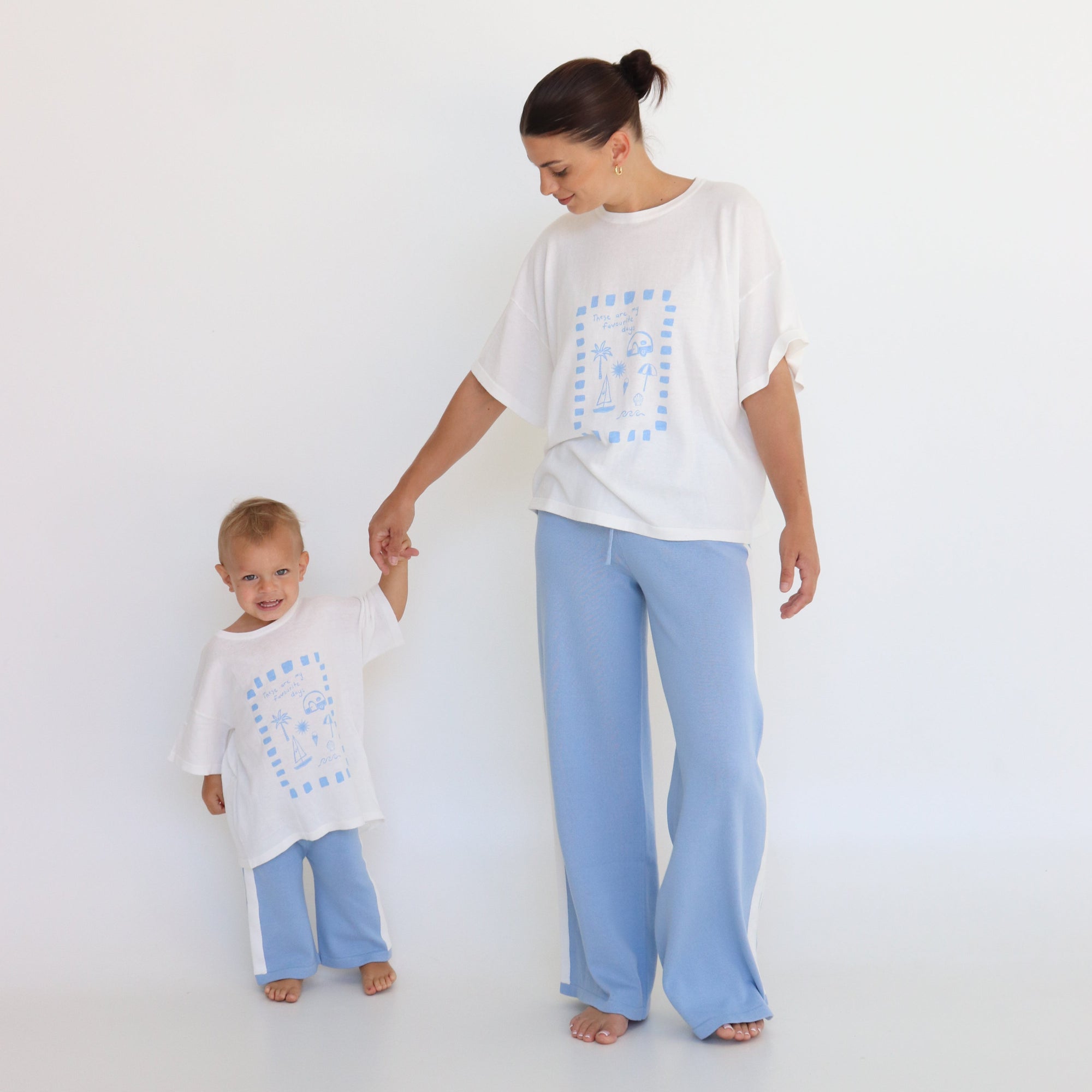 Quinn Pant - Mini - Blue with White Stripes