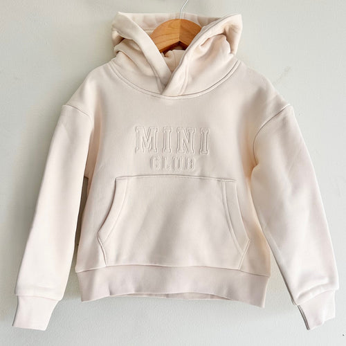 'Mini Club' Long Sleeve Hoodie - Cream