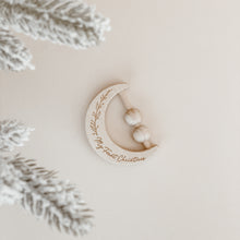 Load image into Gallery viewer, &#39;My First Christmas&#39; Wooden Moon Rattle