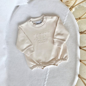 'Mini Club' Long Sleeve Romper - Cream
