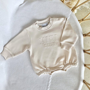 'Mini Club' Long Sleeve Romper - Cream