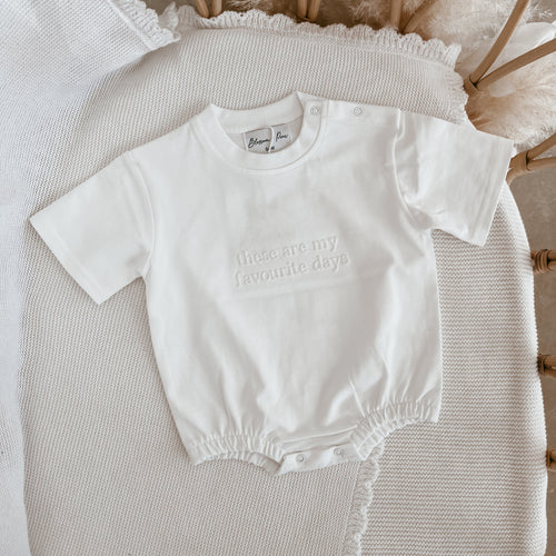 'Favourite Days' Short Sleeve Romper - White