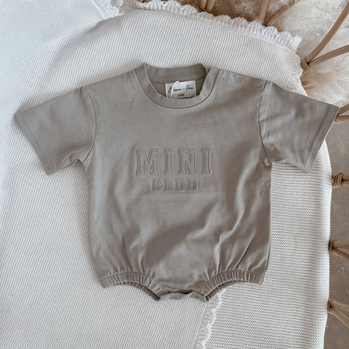 'Mini Club' Short Sleeve Romper - Sea Salt