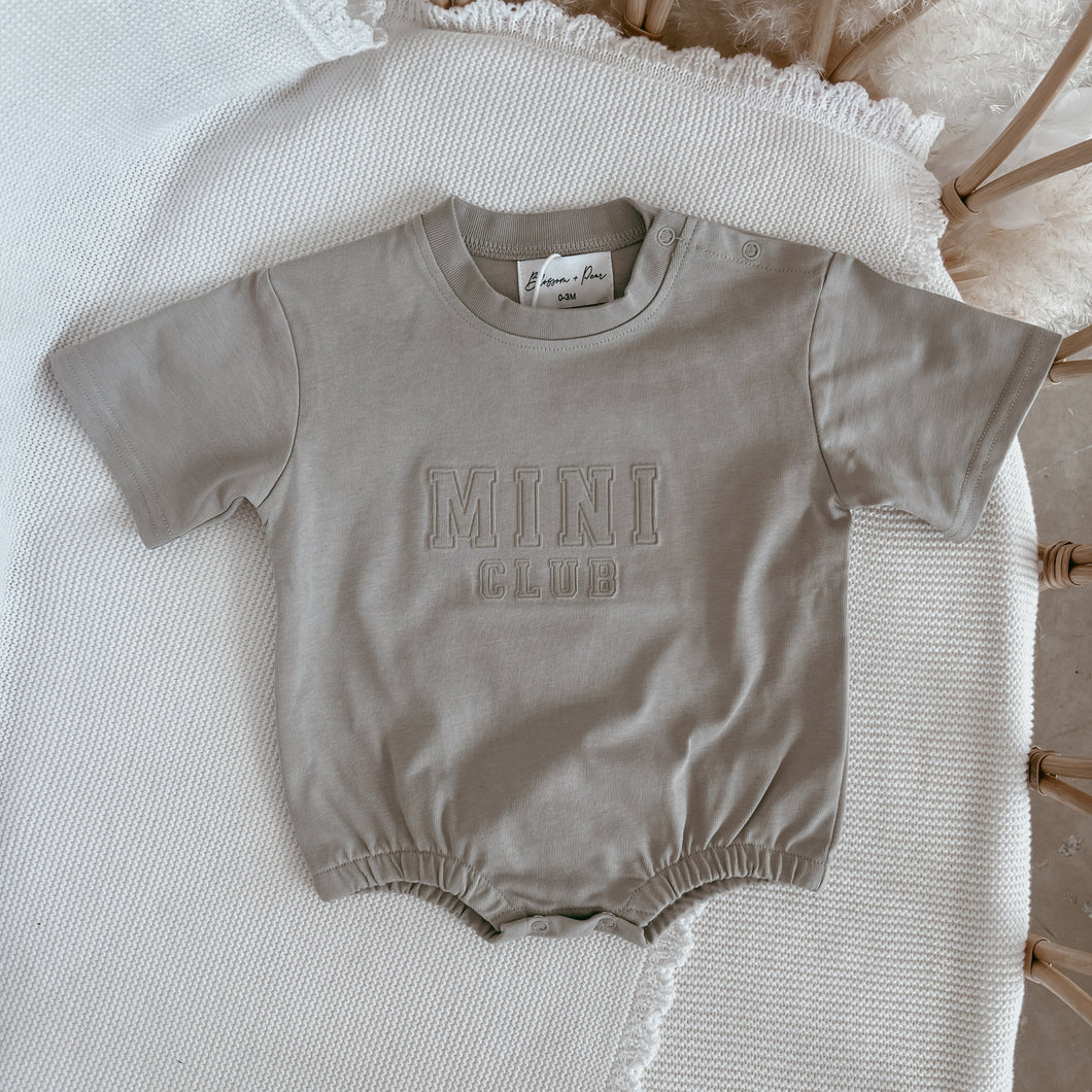 'Mini Club' Short Sleeve Romper - Sea Salt
