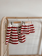 Load image into Gallery viewer, Ladies Knit Stripe Shorts - Red