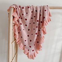 Load image into Gallery viewer, Heirloom Poppy Frill Knit Blanket - Blush Floral