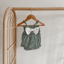 Load image into Gallery viewer, Candy Stripe Bow Romper - Green