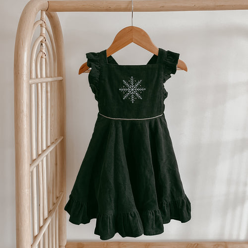 Corduroy Christmas Dress - Emerald