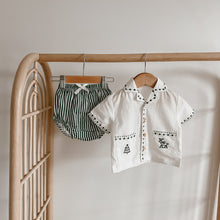 Load image into Gallery viewer, Kid&#39;s Embroidered Christmas Button Down - Green