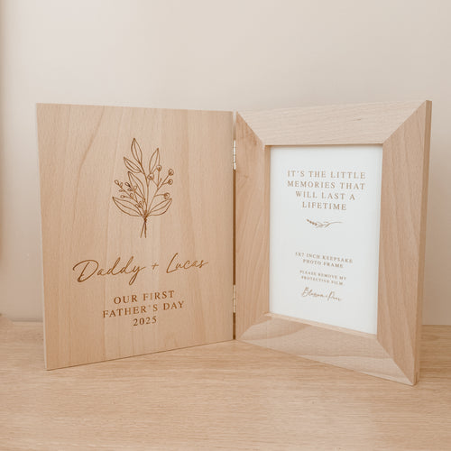 'Our First Father's Day 2025' Personalised Wooden Photo Frame