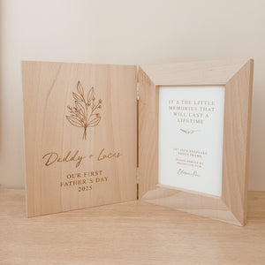'Our First Father's Day 2025' Personalised Wooden Photo Frame