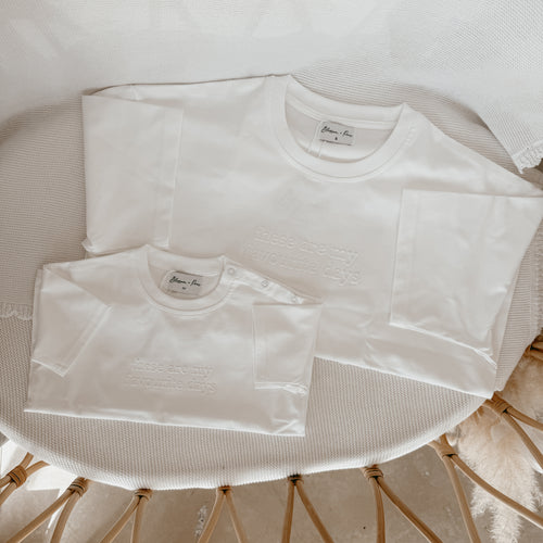 Men's & Kid's 'Favourite Days' T-Shirt & Romper Bundle - White