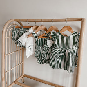 Kid's Embroidered Christmas Button Down - Green