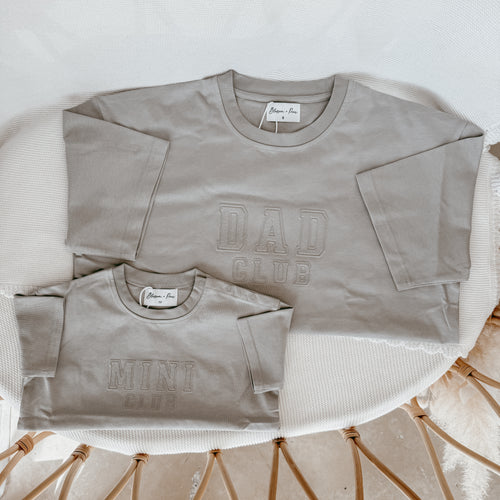 'Dad Club' T-Shirt & 'Mini Club' Romper Bundle - Sea Salt