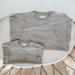'Dad Club' T-Shirt & 'Mini Club' Romper Bundle - Sea Salt
