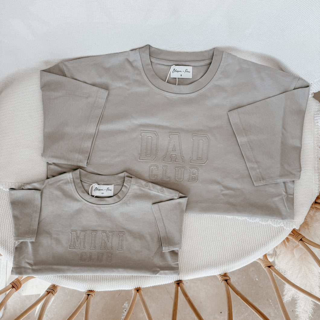 'Dad Club' T-Shirt & 'Mini Club' Romper Bundle - Sea Salt
