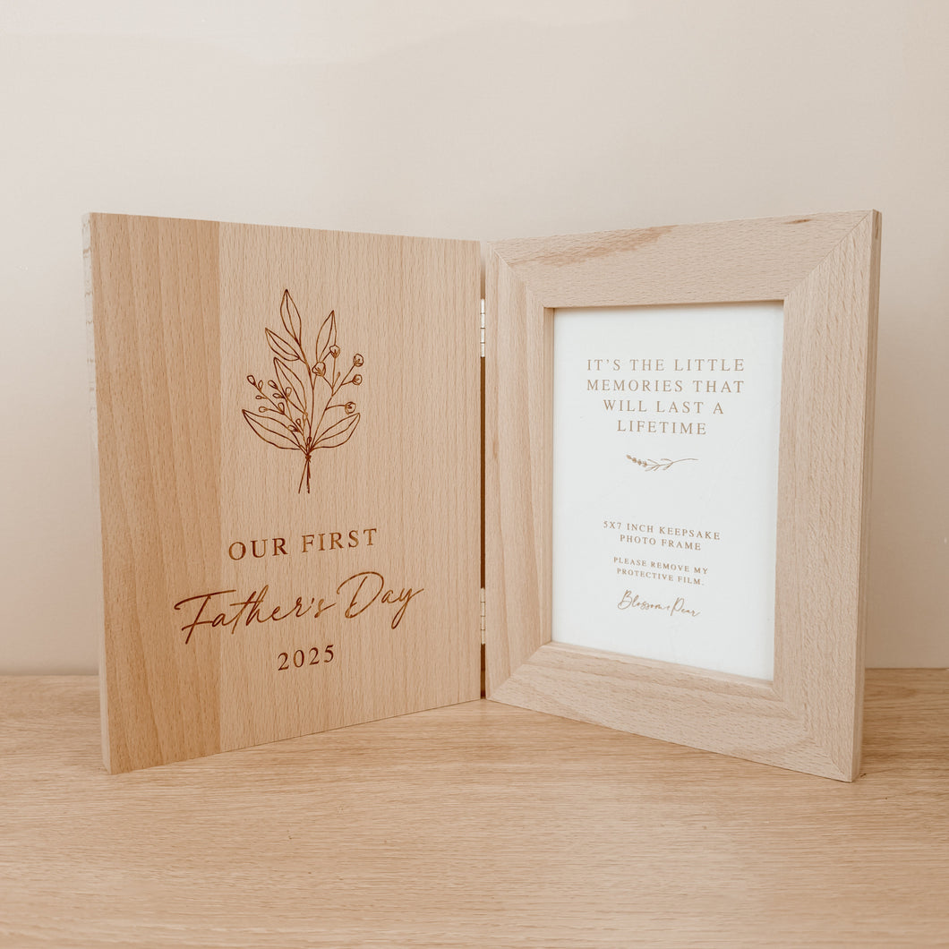 'Our First Father's Day 2025' Wooden Photo Frame
