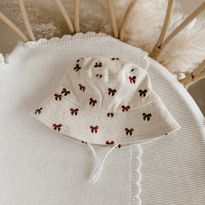 Corduroy Bucket Hat - Red Bow