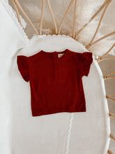 Load image into Gallery viewer, Burgundy Linen Tee - Flutter Sleeve