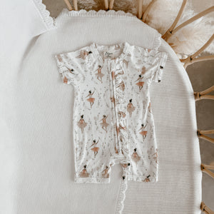 Short Sleeve Bamboo Growsuit - Belle