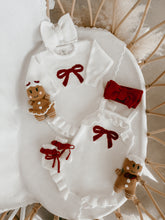Load image into Gallery viewer, Red Bow Long Sleeve Frill Leg Romper