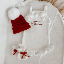Load image into Gallery viewer, &#39;My First Christmas&#39; Singlet Frill Knit Romper