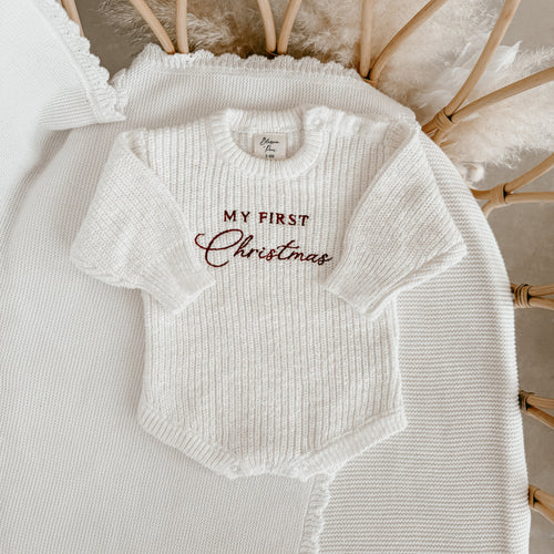'My First Christmas' Chunky Knit Romper