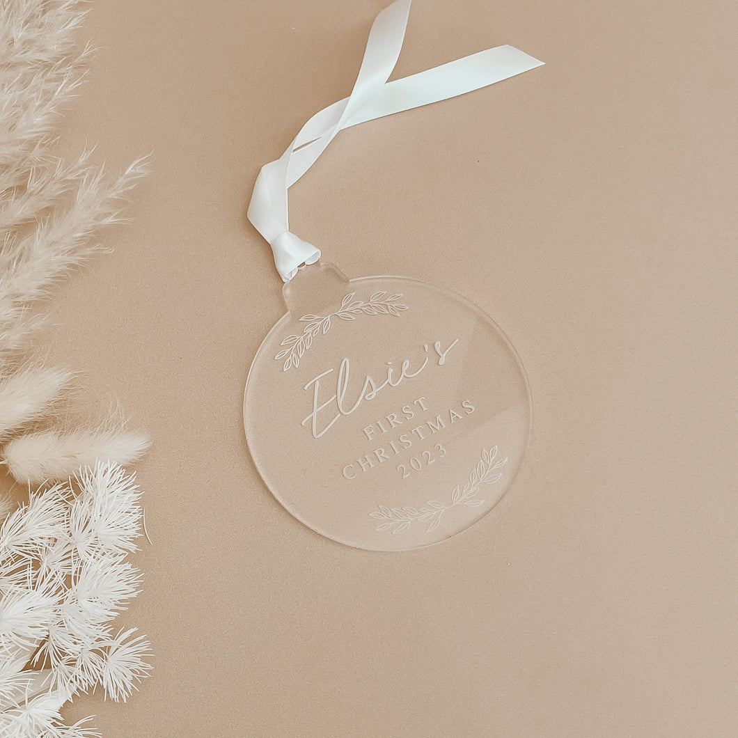 'First Christmas' Acrylic Bauble - Personalisation Available