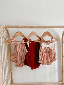 Corduroy Christmas Overalls - Burgundy