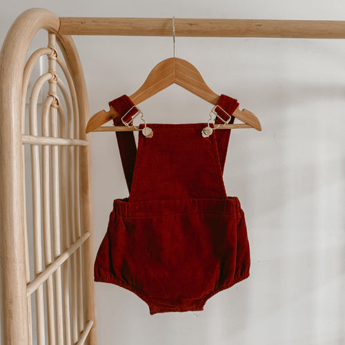 Corduroy Christmas Overalls - Burgundy