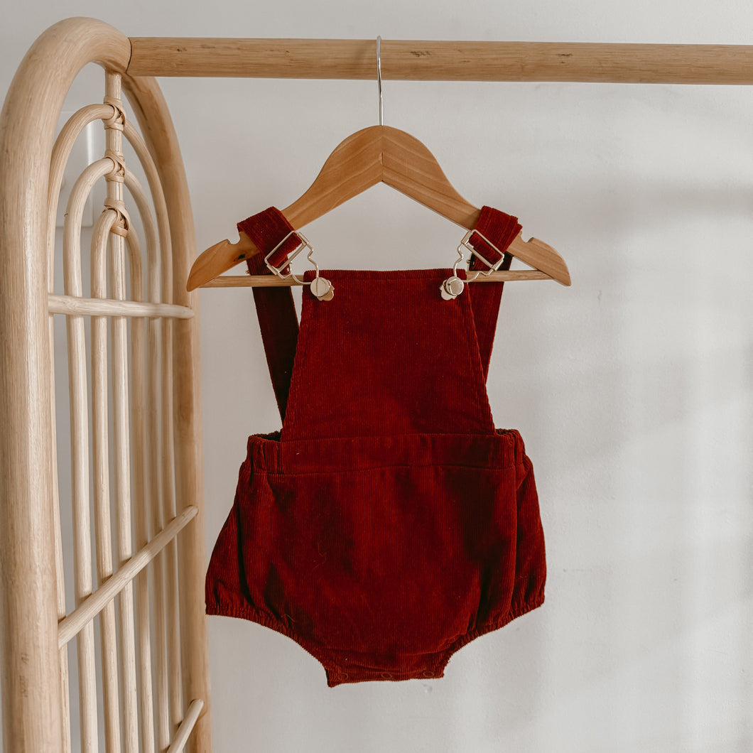Corduroy Christmas Overalls - Burgundy