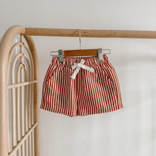Load image into Gallery viewer, Kid&#39;s Embroidered Christmas Button Down &amp; Candy Stripe Shorts Bundle - Red