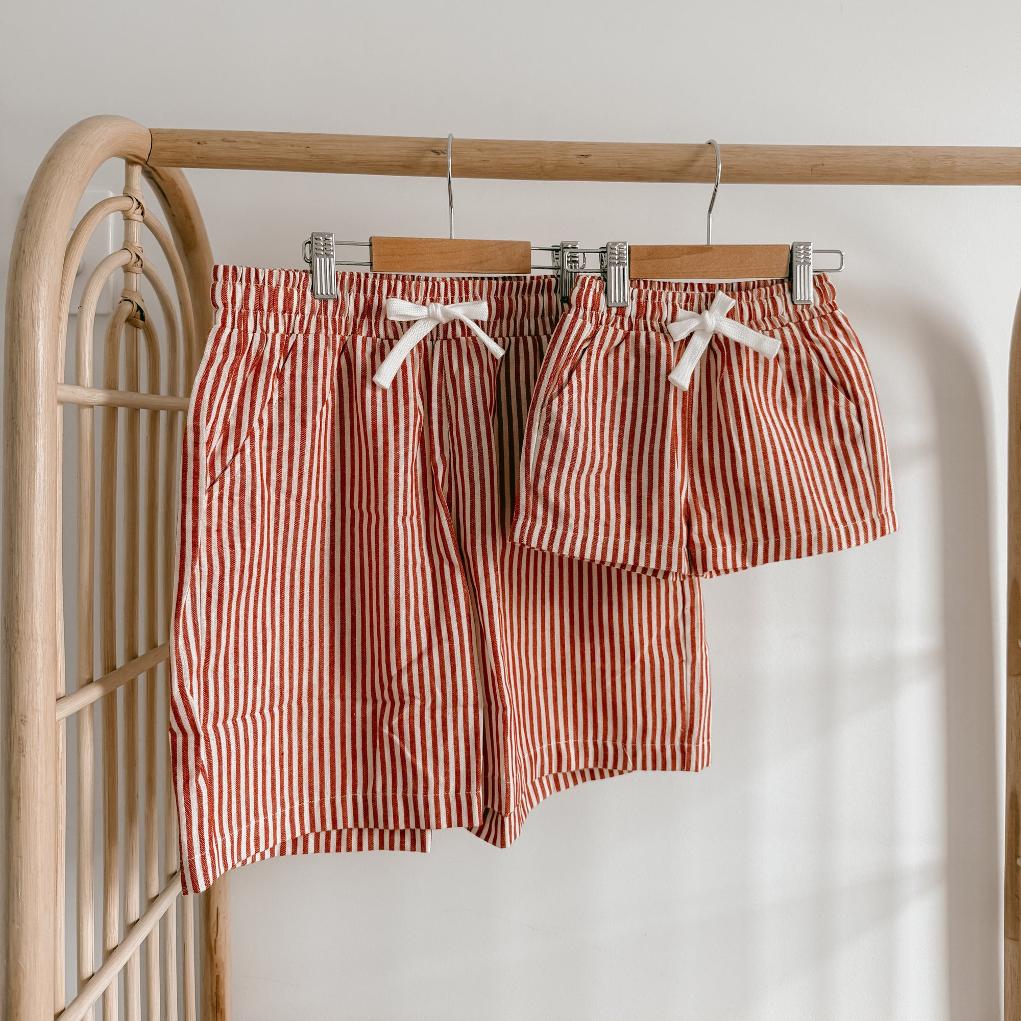Men's Candy Stripe Shorts in Red