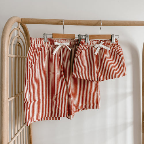 Men's Candy Stripe Shorts - Red