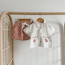 Load image into Gallery viewer, Kid&#39;s Embroidered Christmas Button Down - Red
