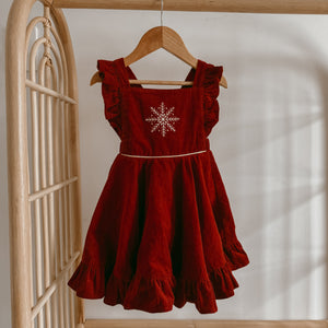 Corduroy Christmas Dress - Burgundy
