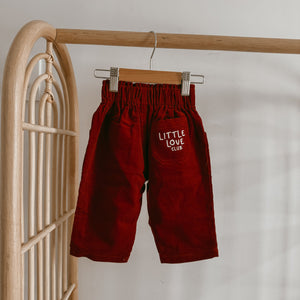 ‘Little Love Club’ Corduroy Pants - Burgundy