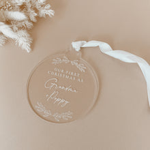Load image into Gallery viewer, &#39;First Christmas&#39; Acrylic Bauble - Personalisation Available