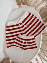 Load image into Gallery viewer, Ladies Knit Stripe Shorts - Red