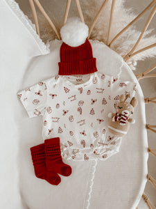 Holiday Slouch Romper - Red - PRE ORDER - Est. Dispatch October