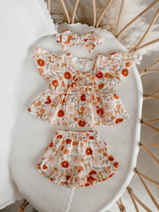 Festive Floral Flutter Sleeve & Topknot Bundle - PRE ORDER - Est. Dispatch October