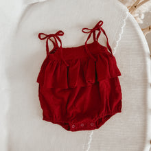 Load image into Gallery viewer, Scarlett Dobby Tie Romper