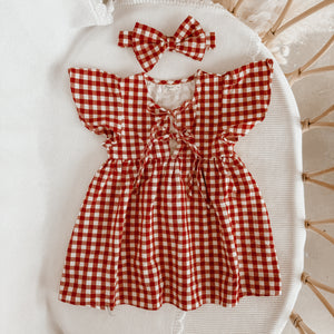 Red Gingham Topknot - PRE ORDER - Est. Dispatch End of September